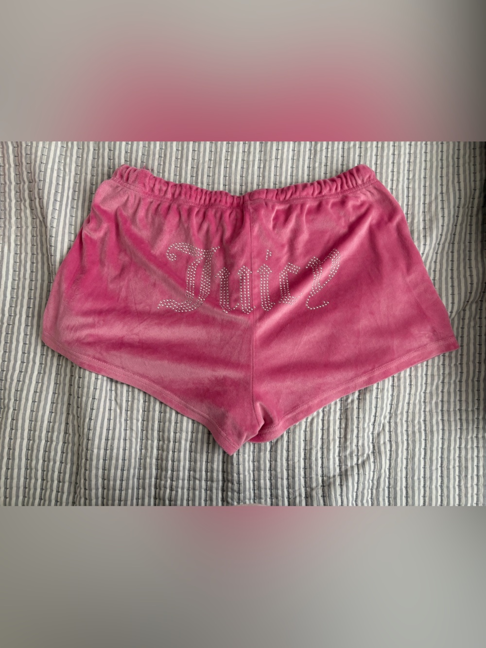Juicy Couture Hot Pink Velour Rhinestone Logo Shorts